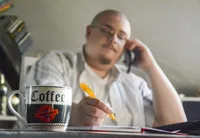 Sven beim Arbeiten